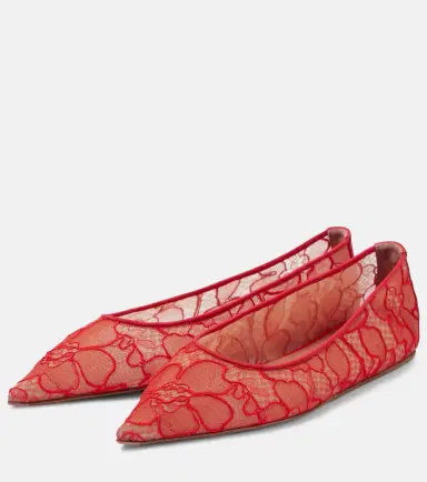 Amina Muaddi Barbara lace ballet flats | Thumbnail 3