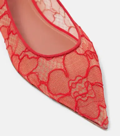 Amina Muaddi Barbara lace ballet flats | Thumbnail 4