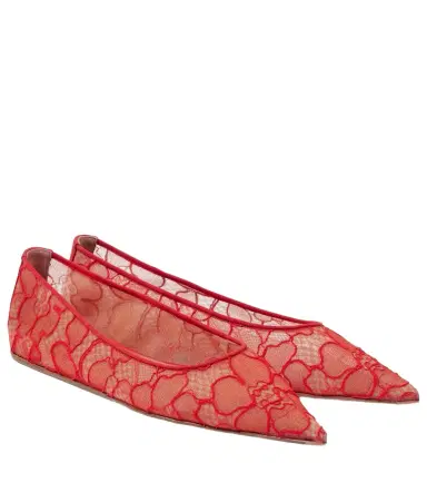 Amina Muaddi Barbara lace ballet flats | Thumbnail 1