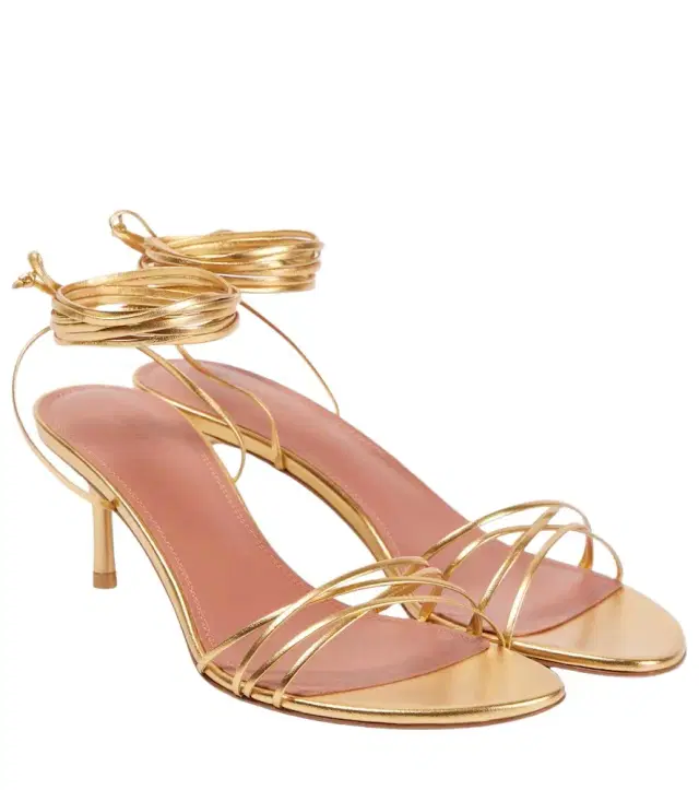 Amina Muaddi Lori 60 metallic leather sandals