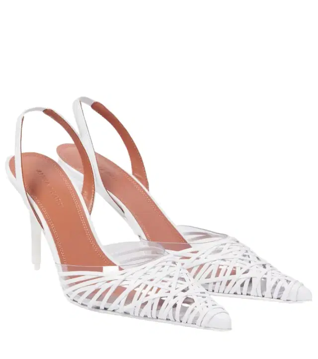 Amina Muaddi Lori 90 leather slingback pumps