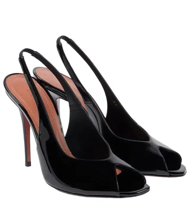 Amina Muaddi Kristina 105 patent leather peep-toe pumps