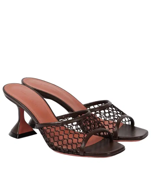 Amina Muaddi Lupita leather-trimmed raffia mules
