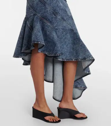 Alaïa Alaïa Spiral asymmetric denim midi skirt | Thumbnail 2