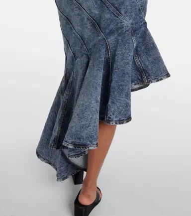 Alaïa Alaïa Spiral asymmetric denim midi skirt | Thumbnail 5