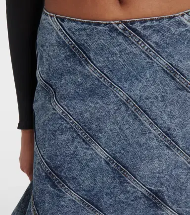 Alaïa Alaïa Spiral asymmetric denim midi skirt | Thumbnail 6