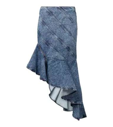 Alaïa Alaïa Spiral asymmetric denim midi skirt | Thumbnail 1