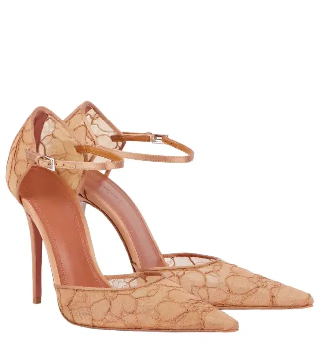 Amina Muaddi Barbara 105 satin-trimmed lace pumps