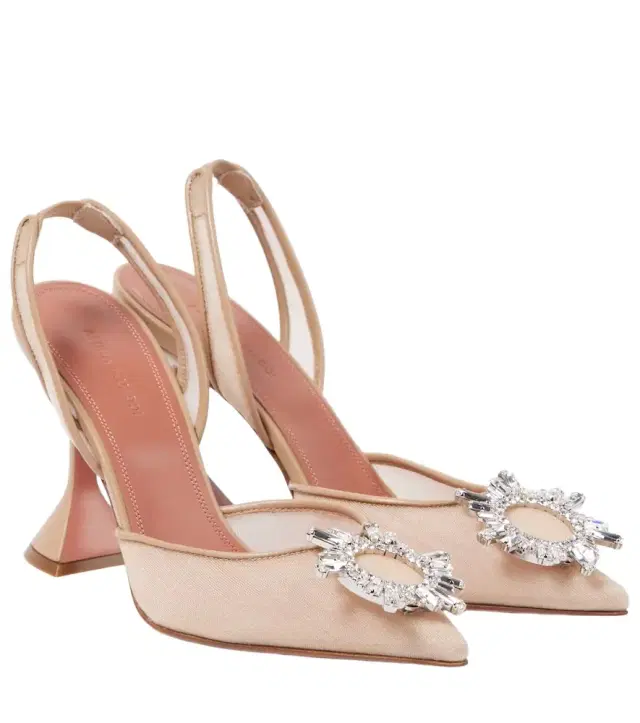 Amina Muaddi Begum 95 mesh slingback pumps