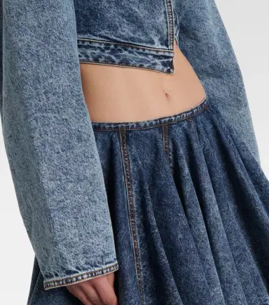 Alaïa Alaïa Asymmetric cropped denim jacket | Thumbnail 2