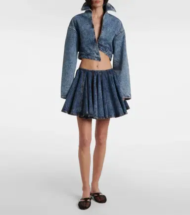 Alaïa Alaïa Asymmetric cropped denim jacket | Thumbnail 3