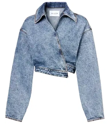 Alaïa Alaïa Asymmetric cropped denim jacket | Thumbnail 1