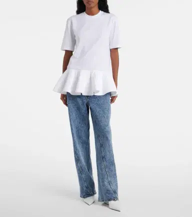 Alaïa Alaïa Peplum cotton jersey T-shirt | Thumbnail 4