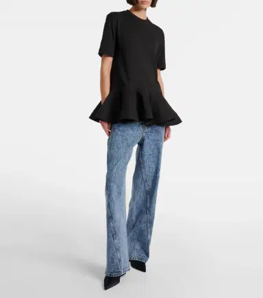 Alaïa Alaïa Peplum cotton jersey T-shirt | Thumbnail 2