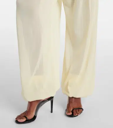 Alaia Alaïa Mid-rise semi-sheer wide-leg pants | Thumbnail 3
