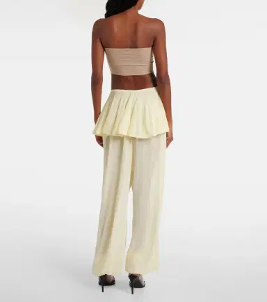 Alaia Alaïa Mid-rise semi-sheer wide-leg pants | Thumbnail 4