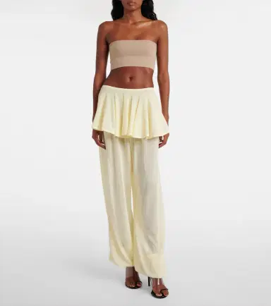 Alaia Alaïa Mid-rise semi-sheer wide-leg pants | Thumbnail 5