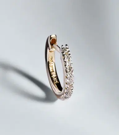 Mateo 14kt gold single hoop earring with diamonds | Thumbnail 3 Mateo 14kt gold single hoop earring with diamonds | Thumbnail 3