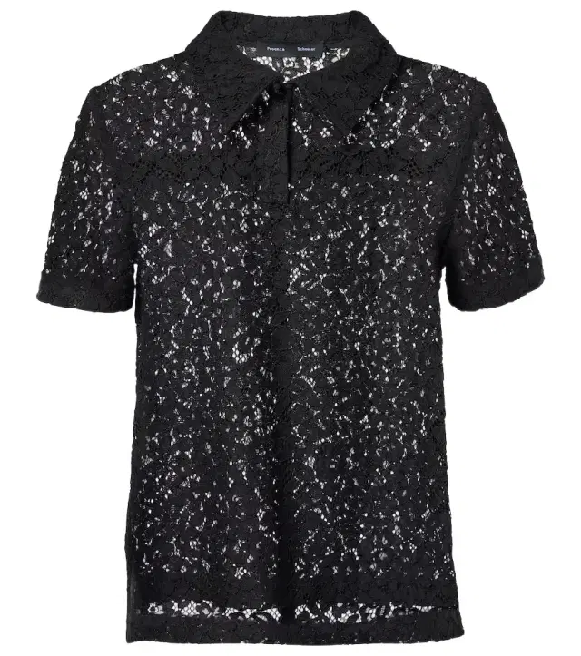 Proenza Schouler Kennedy floral lace polo shirt