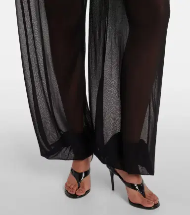 Alaïa Alaïa Mid-rise semi-sheer wide-leg pants | Thumbnail 3