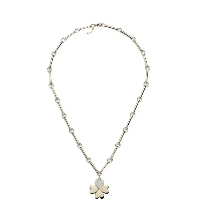 FoundRae Four Heart Clover 18kt gold necklace with diamonds