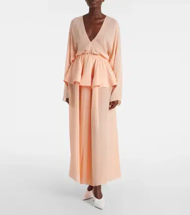 Alaïa Alaïa Peplum georgette maxi dress | Thumbnail 5