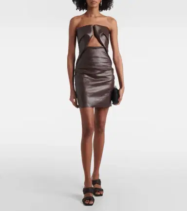 Rick Owens Prong cutout coated denim bustier dress | Thumbnail 3 Rick Owens Prong cutout coated denim bustier dress | Thumbnail 3