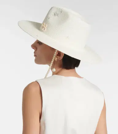 Ruslan Baginskiy Faux pearl-embellished straw fedora | Thumbnail 2