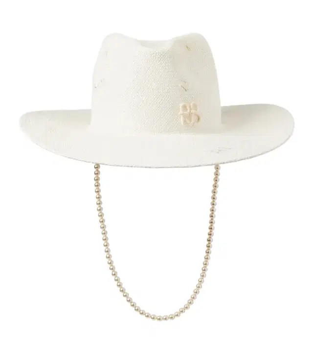 Ruslan Baginskiy Faux pearl-embellished straw fedora