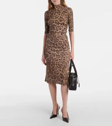 Stella McCartney Leopard-printed ruched midi skirt | Thumbnail 4