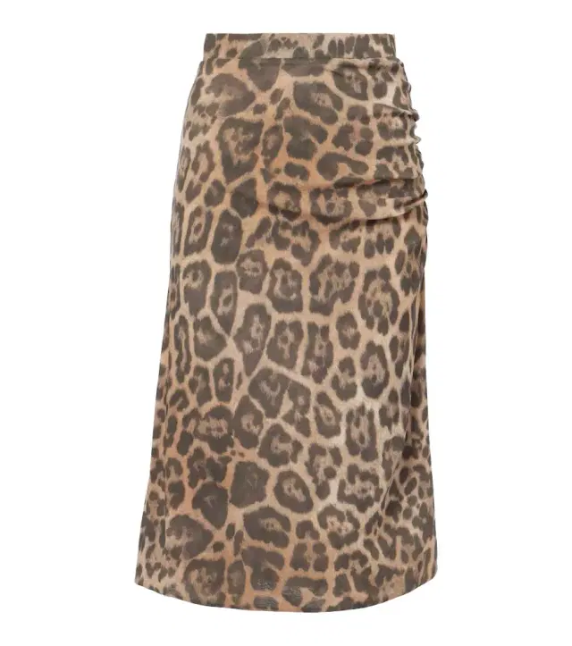 Stella McCartney Leopard-printed ruched midi skirt