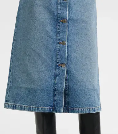 Stella McCartney Chain-detail denim midi skirt | Thumbnail 4