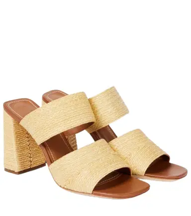 Staud Skylar raffia and leather mules | Thumbnail 1