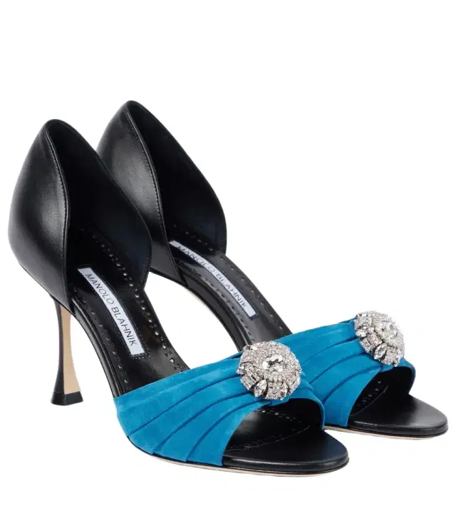 Manolo Blahnik Ansak 90 embellished suede mules