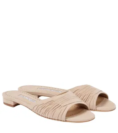 Manolo Blahnik Piruaflat 10 suede sandals | Thumbnail 1