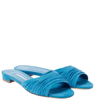 Manolo Blahnik Piruaflat 10 suede sandals | Thumbnail 1