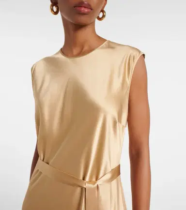Joseph Garnier silk satin midi dress | Thumbnail 4