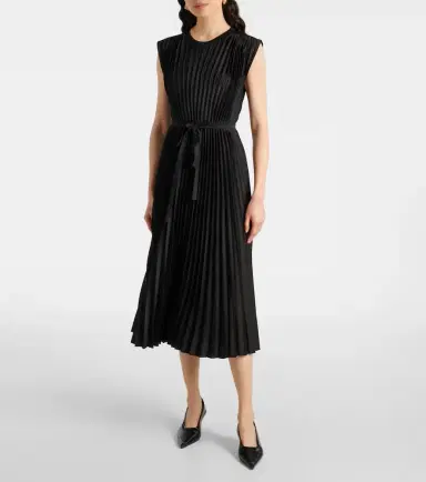 Joseph Volta belted plissé satin midi dress | Thumbnail 5