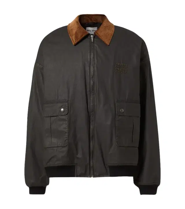 Coated cotton poplin bomber jacket