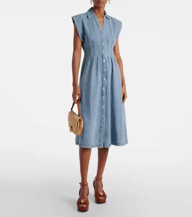 Veronica Beard Ruben denim midi dress | Thumbnail 2