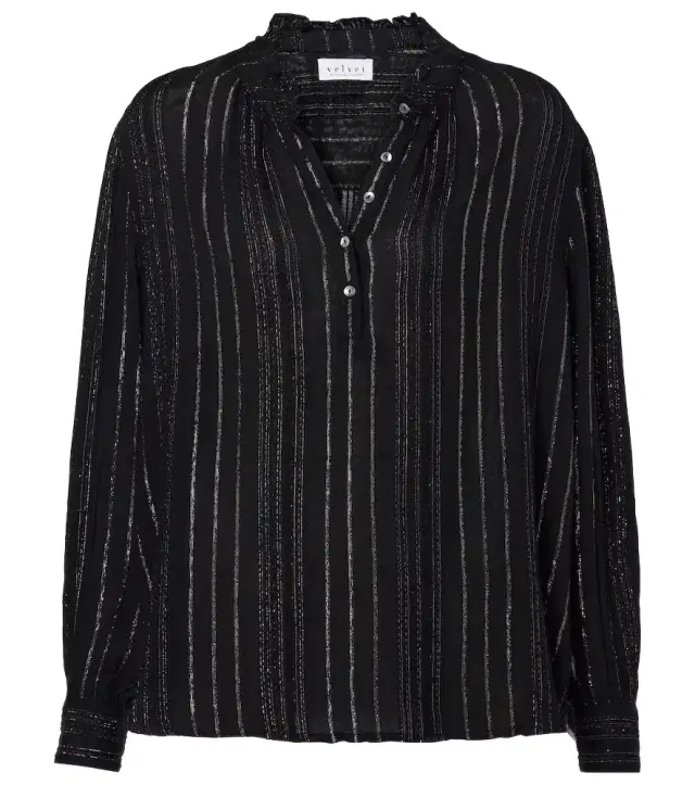 Velvet Striped lamé blouse