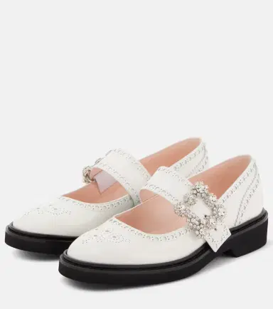 Roger Vivier Viv' Rangers Flower leather Mary Jane flats | Thumbnail 3