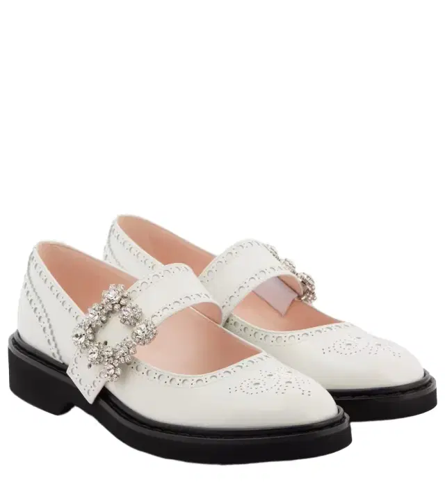 Roger Vivier Viv' Rangers Flower leather Mary Jane flats