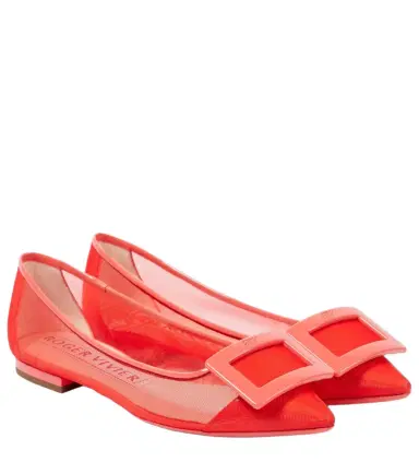 Roger Vivier Gommettine leather-trimmed ballet flats | Thumbnail 1