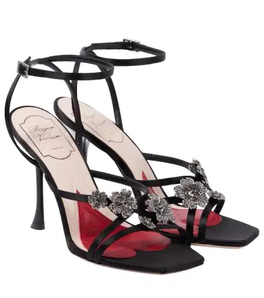 Roger Vivier I Love Vivier Flower 100 satin sandals | Thumbnail 1 Roger Vivier I Love Vivier Flower 100 satin sandals | Thumbnail 1