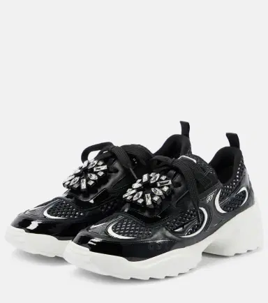 Roger Vivier Embellished leather-trimmed sneakers | Thumbnail 2 Roger Vivier Embellished leather-trimmed sneakers | Thumbnail 2