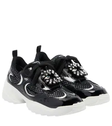 Roger Vivier Embellished leather-trimmed sneakers | Thumbnail 1 Roger Vivier Embellished leather-trimmed sneakers | Thumbnail 1