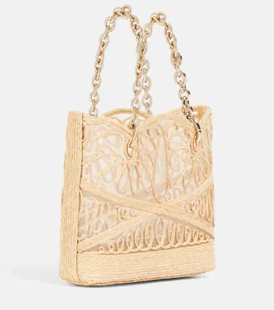 Aquazzura Kahlo Mini logo raffia tote bag | Thumbnail 5