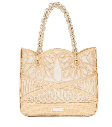 Aquazzura Kahlo Mini logo raffia tote bag | Thumbnail 1