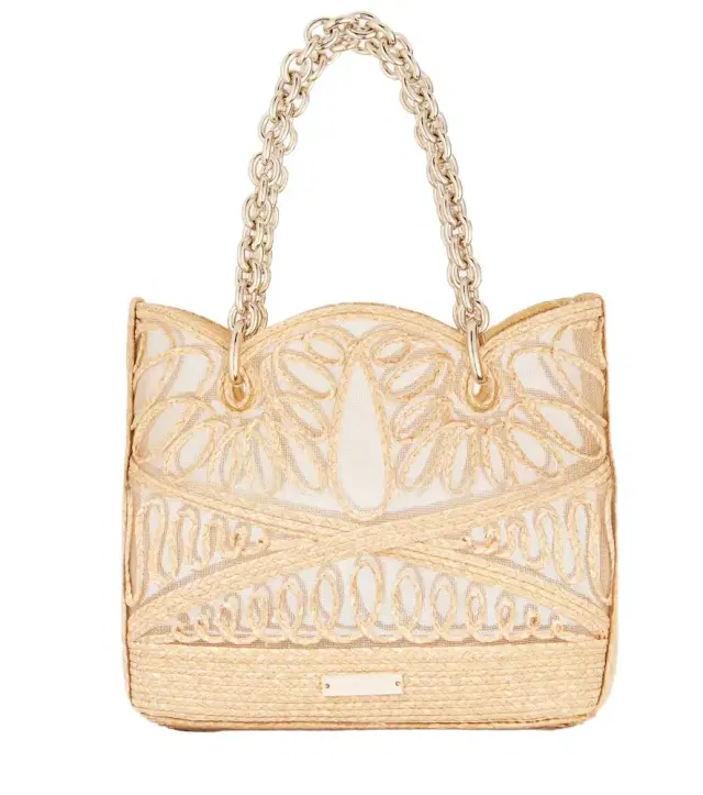 Aquazzura Kahlo Mini logo raffia tote bag